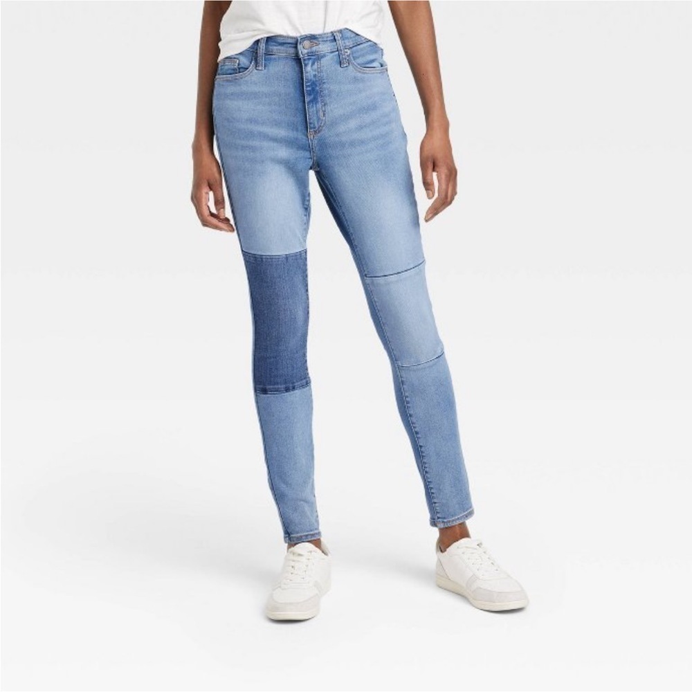 Universal thread high rise skinny patch jeans nwt
